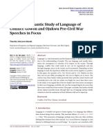 A Pragma-Semantic Study of Language of Conflict: Gowon and Ojukwu Pre-Civil War Speeches in Focus
