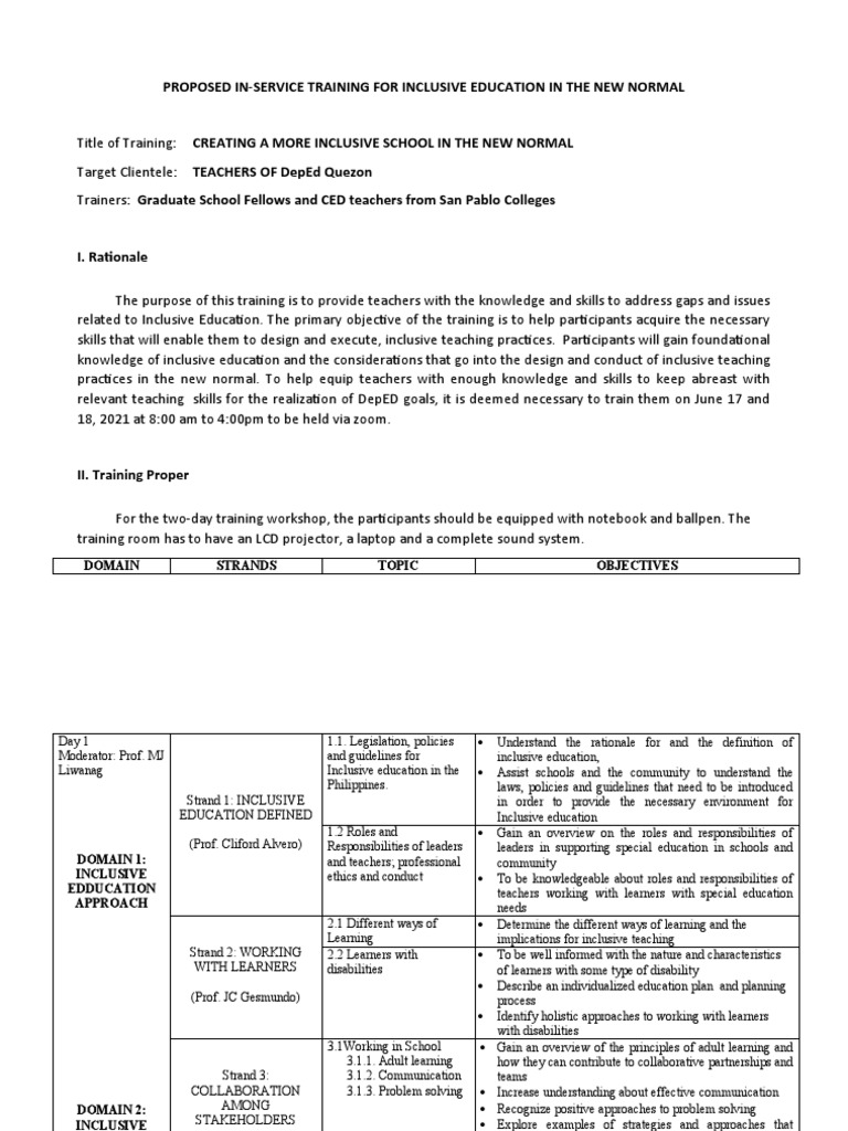 Inclusive Education Training for Teachers | PDF | Learning ...