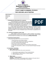 Department of Education: Learning Activity Sheet in General Physics I Newton'S Second Law of Motion