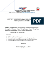 Activity Sheets in Araling Panlipunan 7 First Quarter