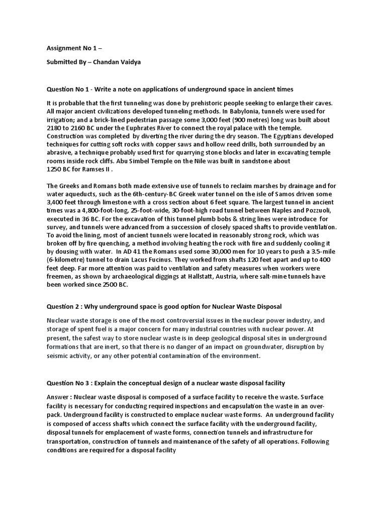 Assignment 1 - Chandan Vaidya | PDF | Radioactive Waste | Nuclear Power