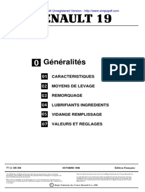 Revue Technique Renault 19 | PDF | Calibrage | Biens manufacturés