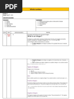 Week 14 - Whole Numbers - Integers