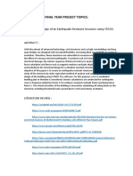 Final Year Project Topics:: 1) Analysis and Design of An Earthquake Resistant Structure Using STADD. Pro