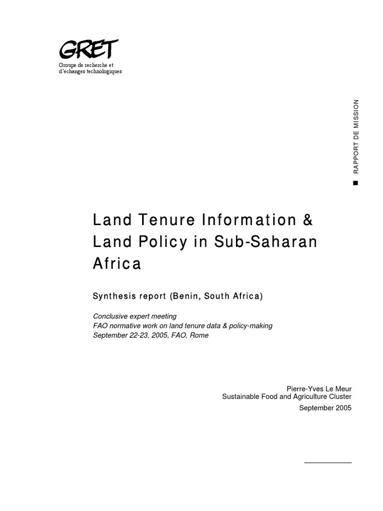 Land Tenure & Policy in Africa: Report | PDF | Information | Land Reform