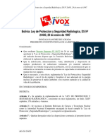 Bolivia: Ley de Protección Radiológica 1997