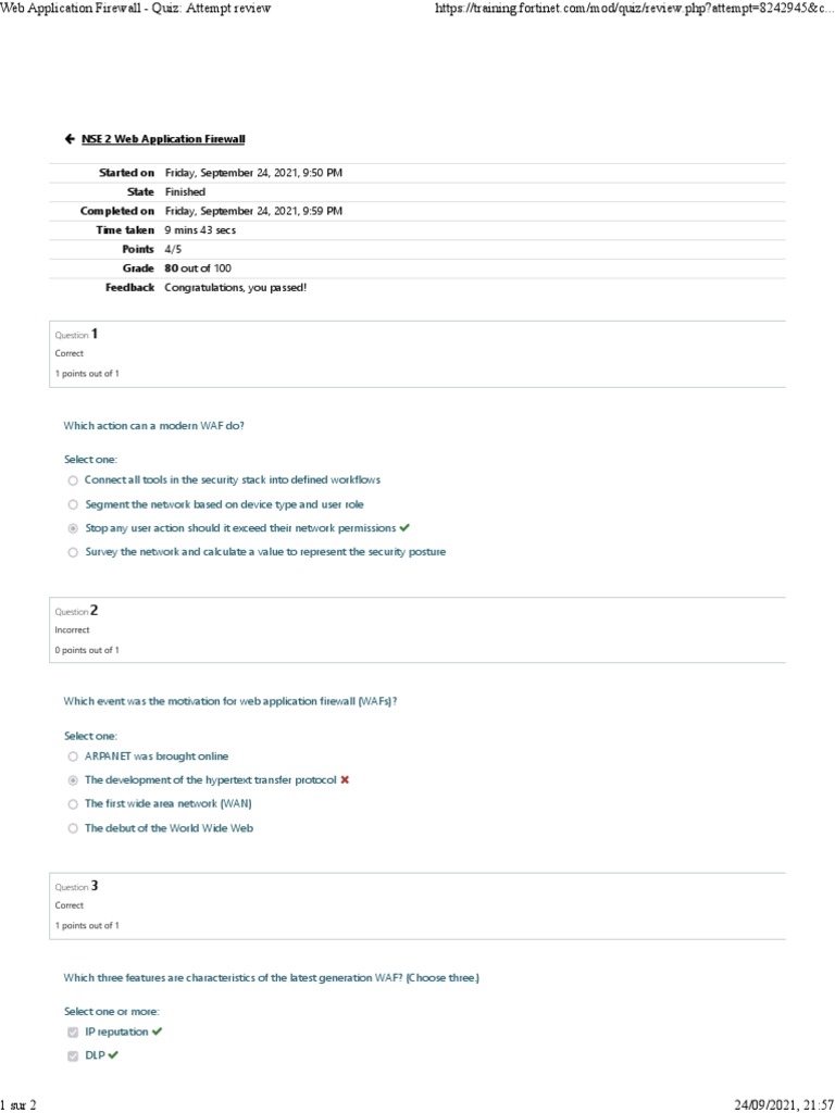 WAF Quiz Results and Insights | PDF | Firewall (Computing) | Computer ...
