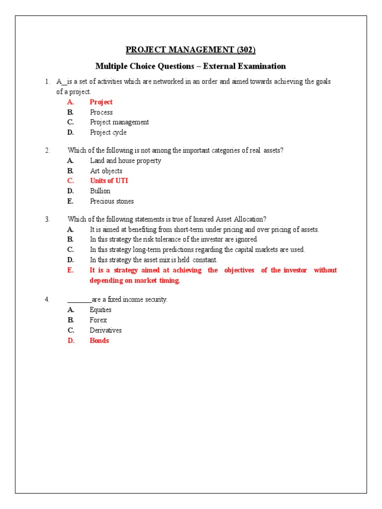 MCQ - Project Management | PDF | Internal Rate Of Return | Net 