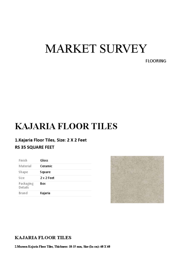 Kajaria Floor Tiles Price List & Sizes | PDF | Tile | Flooring