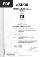 AENOR Product Certificate: Plastics