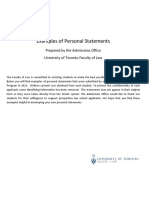 UofT Law Personal Statements Examples