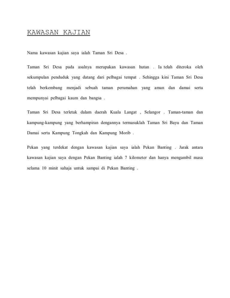 Contoh Kawasan Kajian (Folio Geo)