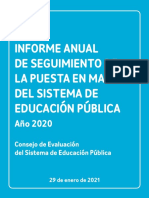 Informe Anual Consejo Evaluación Del Sistema de Educación Pública - 2020