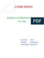 Lecture Notes: Irrigation and Hydraulic Structures