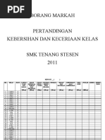 Borang Markah - Kebersihan Dan Keceriaan Kelas 2011