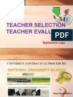 Welcome: Teacher Selection Teacher Evaluation