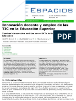 Innovación Docente y Empleo de Las TIC en La Educación Superior