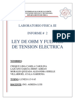 Informe 2 Ley de Ohm y Fuentes de Tension Continua