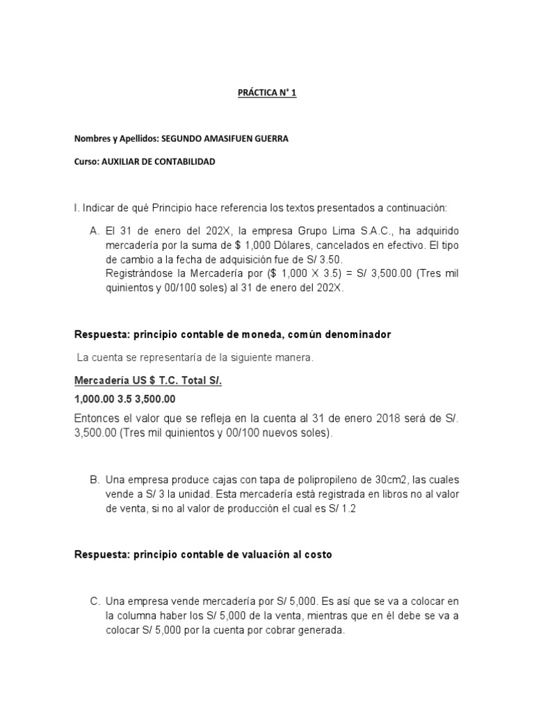 Principios Contables en Práctica | PDF | Contabilidad | Estado financiero