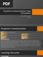 Purposive Communication Class Orientation: Eliseo Joseph M. Nakar Instructor