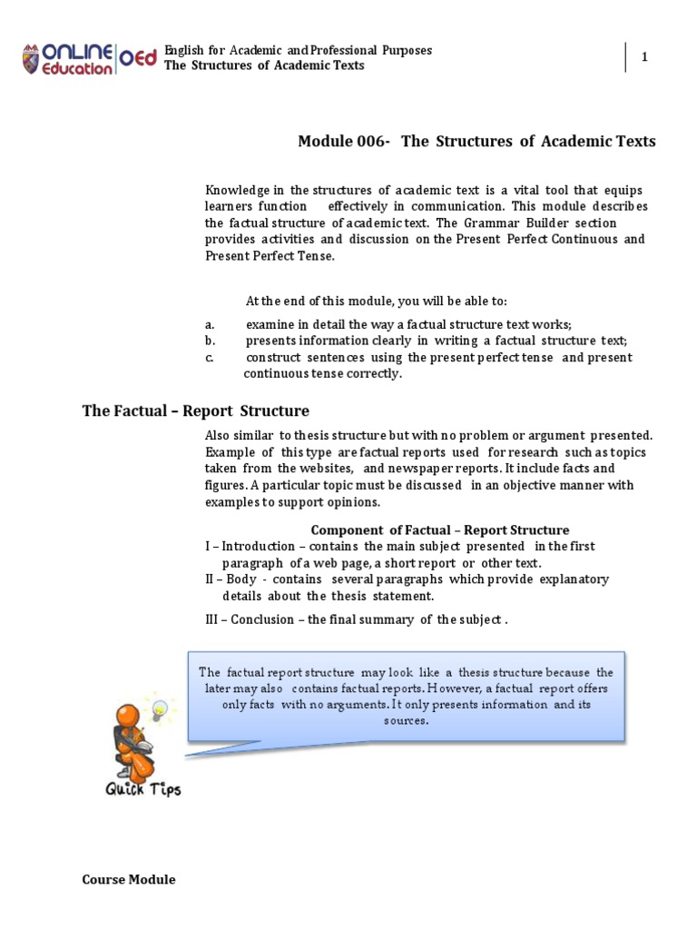 Academic Text Structure and Tenses | PDF | Perfect (Grammar ...