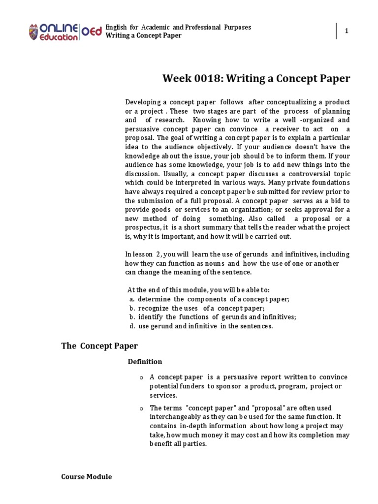 Week 018-Module The Concept Paper | PDF | Concept | Verb