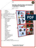 Lista de artículos personales para soldados de la Batería A Camacho