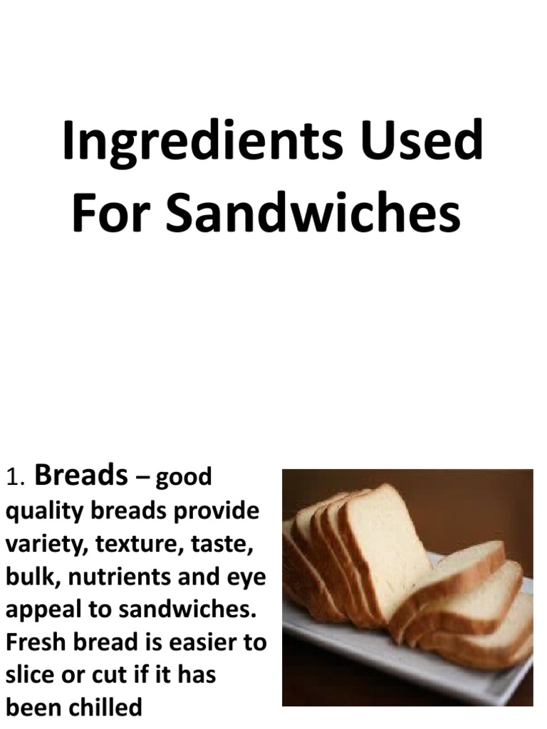 Ingredients Used For Sandwiches PDF Sausage Breads