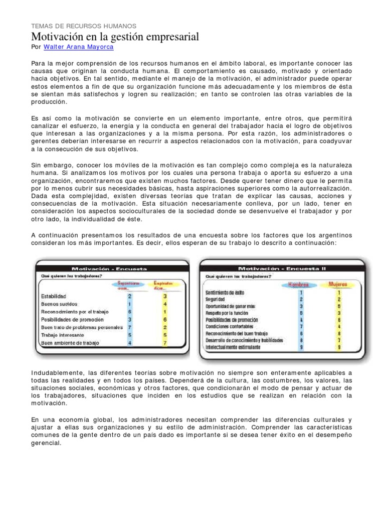 Motivación en La Gestión Empresarial | PDF | Motivación | Motivacional