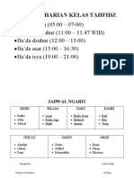 Jadwal Harian Kelas Tahfidz