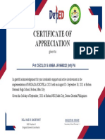 T Certificate of Appreciation: PVT Cecilio S Amba JR 966022 (Inf) Pa