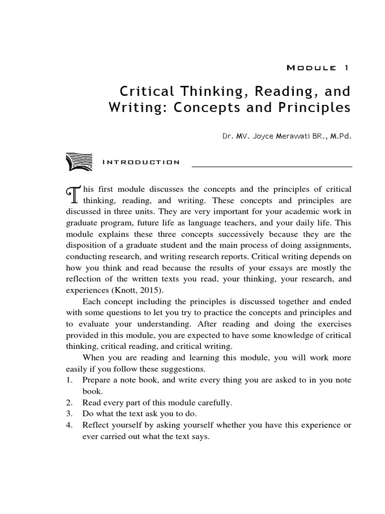 Critical Reading and Writing Mpbi5101-M1 | PDF | Critical Thinking ...