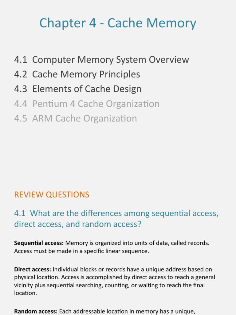 Chapter 4 cache memory 4 1 computer memory system overview 4 2 cache