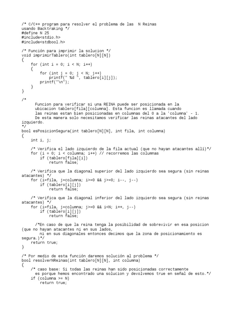 Resolviendo el problema de las N reinas mediante backtracking en C++ ...