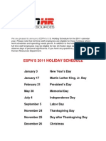 2011 HolidaySchedule