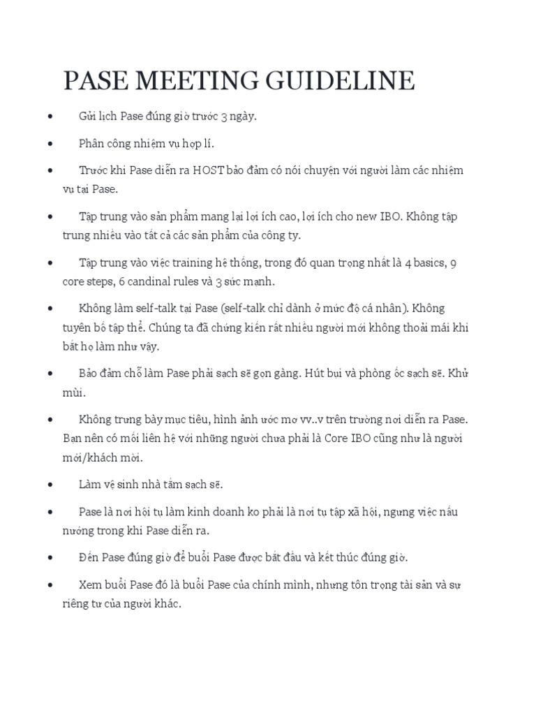Pase Meeting Guideline | PDF