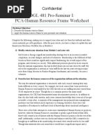 OGL 481 Pro-Seminar I: PCA-Human Resource Frame Worksheet: Confidential