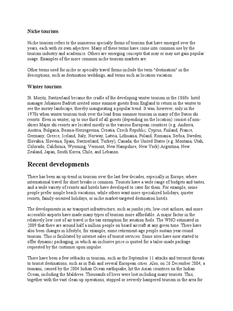 Niche Tourism PDF Document.