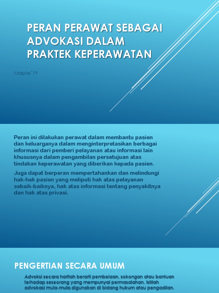 Peran Perawat Sebagai Advokasi Dalam Praktek Keperawatan Pdf
