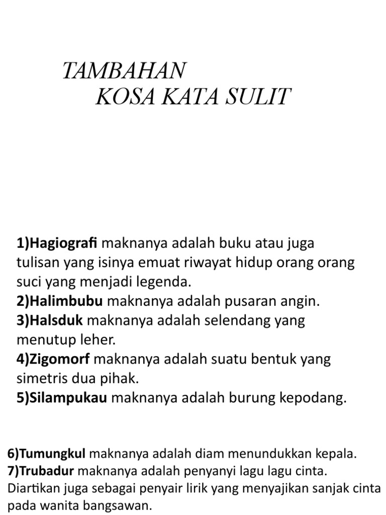 Tambahan Kosa Kata Sulit | PDF