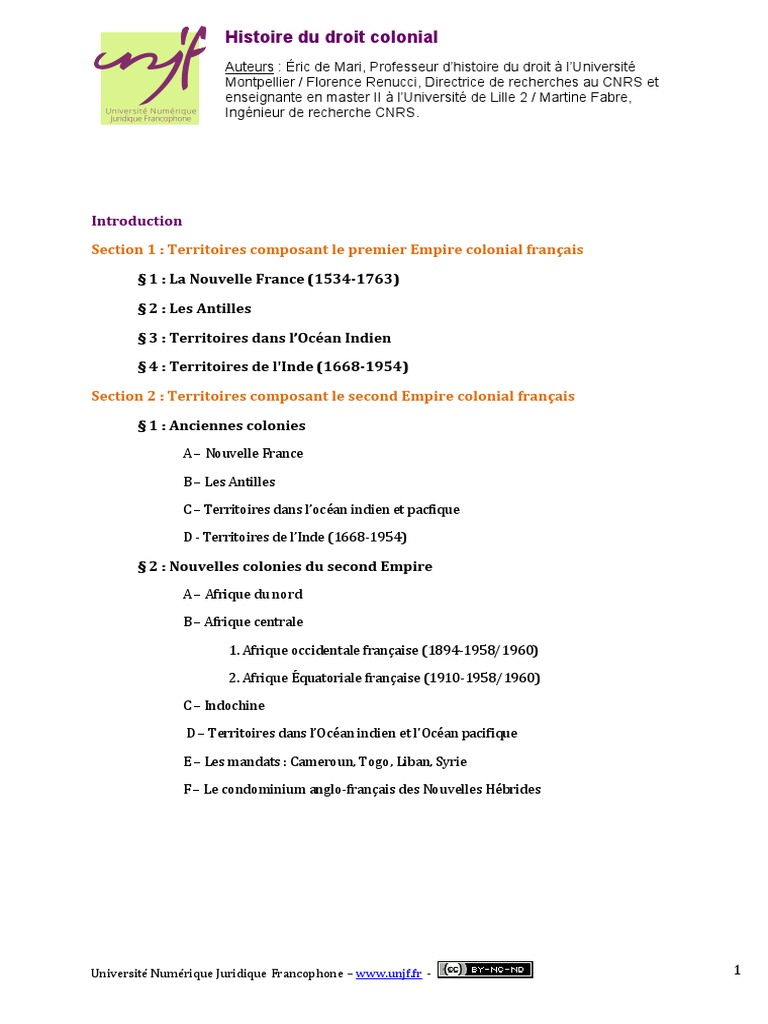 Histoire du droit colonial français | PDF | Magistrat | Colonialisme