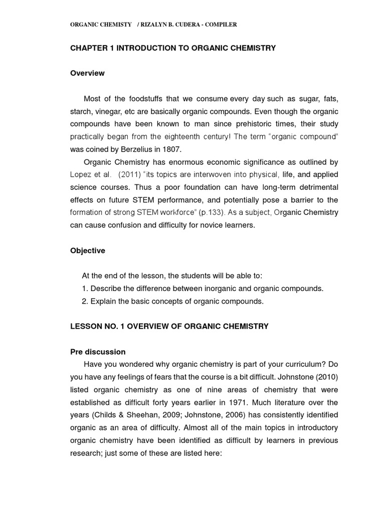 Chapter 1 Introduction To Organic Chemistry: Organic Chemisty / Rizalyn ...