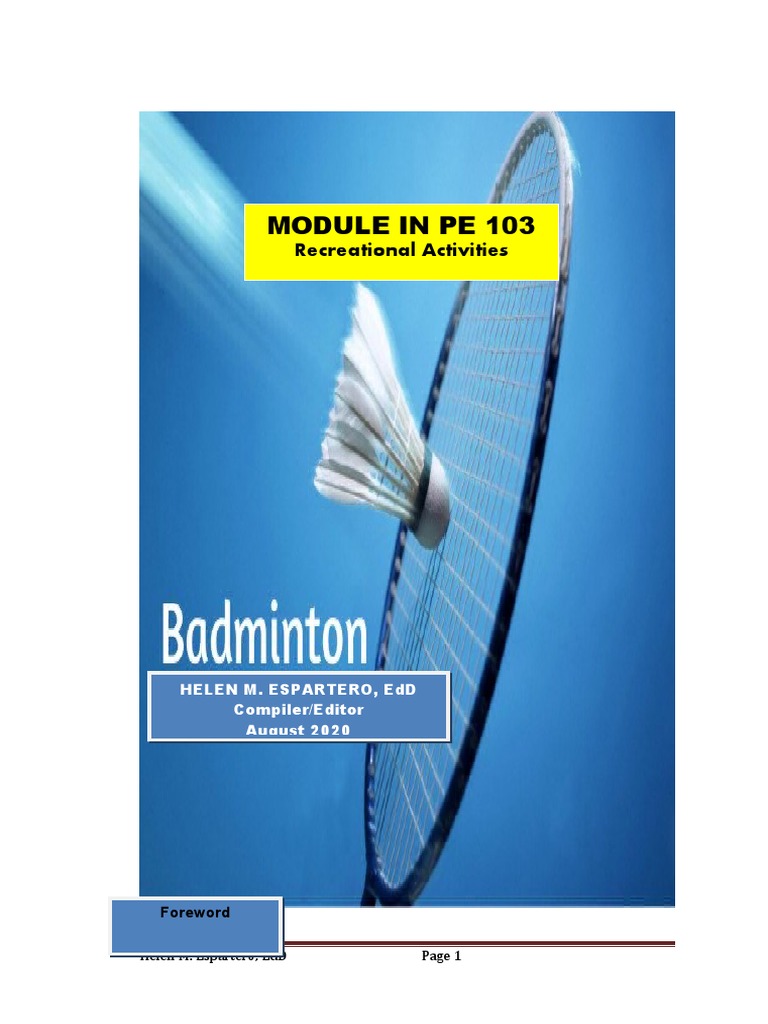 Module In Pe 103 | Pdf | Racquet Sports | Sports