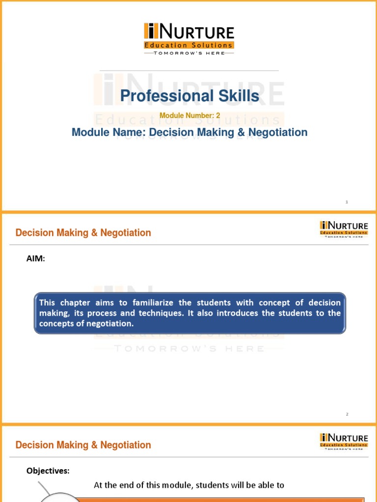 Decision Making & Negotiation Skills | PDF | Decision Making | Negotiation