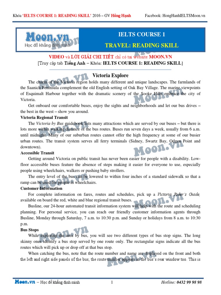 Travel: Reading Skill: Ielts Course 1 | PDF | Victoria, British ...