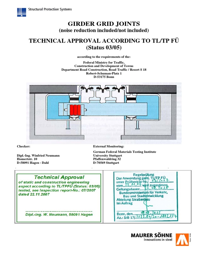 Technical Approval For MAURER Girder Grid Joints | PDF | Verification ...