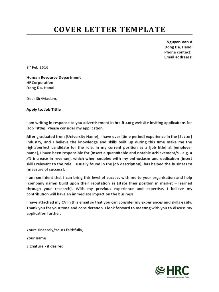 Professional Cover Letter Template | PDF