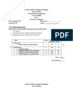 Al-Tibri Medical College and Hospital Isra University End of Module Examination (1 Year MBBS) Day 1 Check List / Rating List