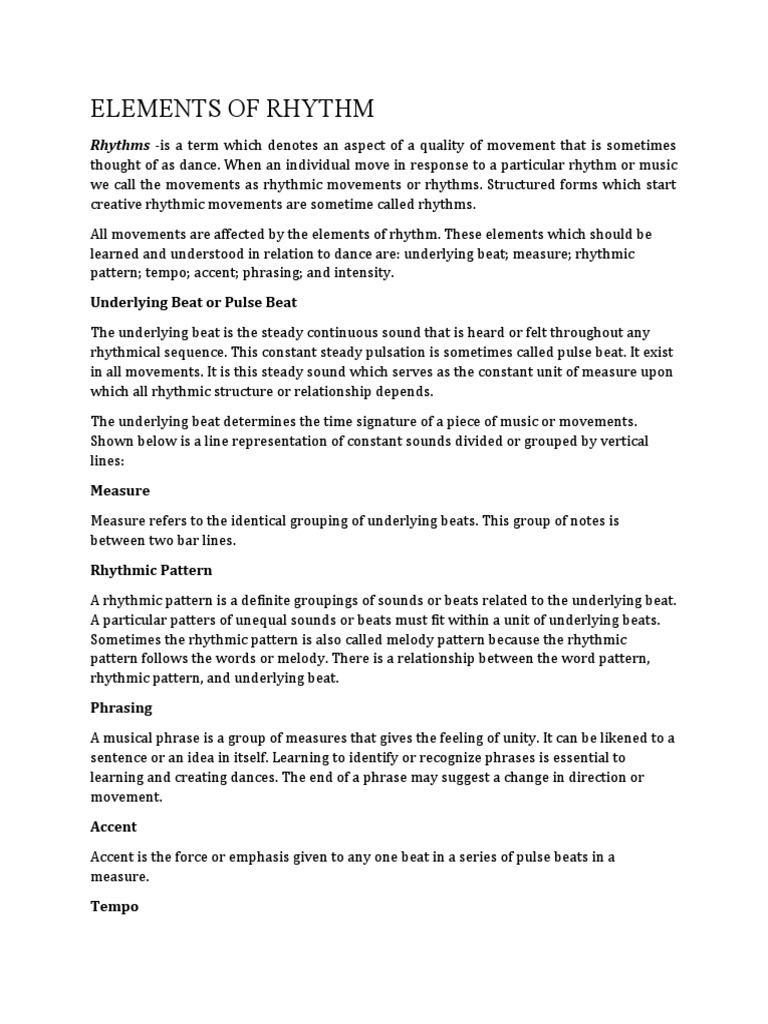Understanding Rhythm Elements | PDF | Rhythm | Dances