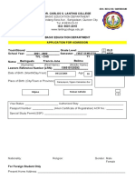 Application For Admission Bed